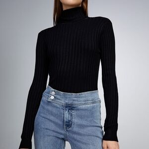 Women's Wide Ribbing Turtleneck Sweater - Black